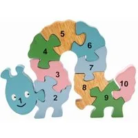 GICO Steckpuzzle Holzpuzzle Raupe pastell mit Zahlen von 1 bis 10- 3936, Puzzleteile
