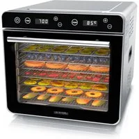 Arendo Dörrautomat Edelstahl, Temperaturregler von 35° bis 85°C, Dörrgerät, Dehydrator, 700 W, 8 Etagen, Obst, Fisch, Fleisch Dörrapparat, Obsttrockner, Timer 0,5-24 Stunden