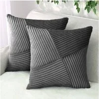 Amilian Dekokissen Sofakissen 40x40 2er Set mit Füllung und Bezug - Cord-Optik, Reißverschluss, formstabil, 2 Stück