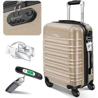 KESSER Hartschalen-Trolley Reisekoffer Handgepäck 55L Koffer Inkl. Kofferwaage + Gepäckanhänger, 4 Rollen, Rollkoffer ABS-Hartschale mit 4 Rollen, Zahlenschloss & Teleskopgriff