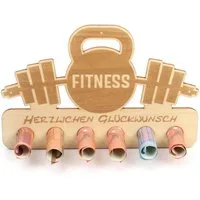 Kreative Feder Glückwunschkarte Geldgeschenk für Wellness & Sport, origineller Geldscheinhalter aus Holz mit 6 Löchern für Geldscheine
