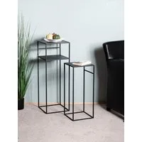 HAKU Beistelltisch Sofatisch, Wohnzimmertisch (Set, 2-St., 2er Set), quadratisch - aus Metall Schwarz B/T/H 26/26/63 und 30/30/85 cm