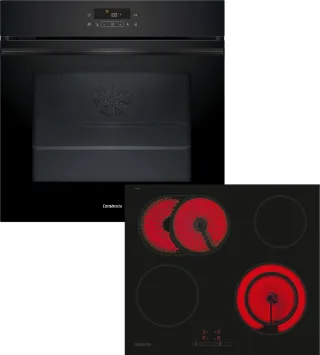 Constructa Backofen-Set "CF4M28063" mit Teleskopauszug nachrüstbar Pyrolyse-Selbstreinigung