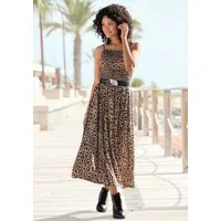 Buffalo Midikleid mit gesmoktem Oberteil und Animalprint feminines Jerseykleid, Animalkleid, Leokleid, Sommerkleid
