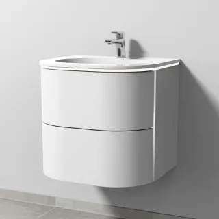 Sanipa 4balance Keramik-Set mit 2 Auszügen und LED-Beleuchtung, Weiß-Matt, DL41101 DL41101