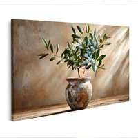 islandburner Leinwandbild Mediterranes Olivenbäumchen Wohnzimmer Dekoration für Naturliebhaber