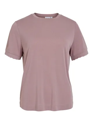 VILA - VIMADALIA O-NECK SCALLOP S/S TOP/LC Nostalgia Rose - Gr. - M
