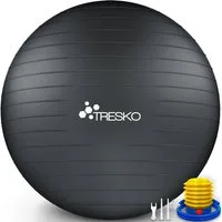 TRESKO Gymnastikball mit GRATIS Übungsposter inkl. Luftpumpe Yogaball, BPA-Frei Sitzball Büro Anti-Burst inkl. Luftpumpe, Fitnessball