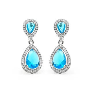 Luxenter Ohrringe mit Zirkonia und blauem Topas, silberfarben – Misim