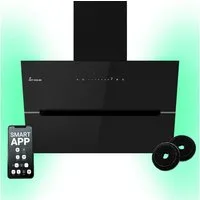 KKT KOLBE Wandhaube Dunstabzugshaube 60cm ECCO6005SM RGBW Ambientebeleuchtung Dunstabzugshaube 60cm ECCO6005SM RGBW Ambientebeleuchtung, Kopffrei / 60cm / Smarte WiFi-App / Schwarz / Glas / Schräghaube