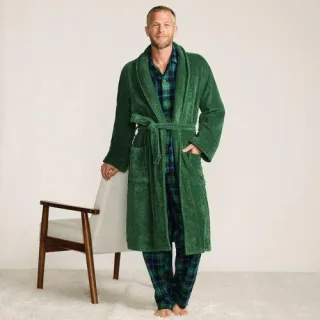 Bademantel aus türkischem Frottee für Herren, Herren, size: regular, Blau, Baumwolle, by Lands' End