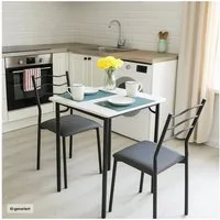 HTI-Living Essgruppe Essgruppe Thora 3-teilig Tischplatte Weiß, (Set, 3-tlg., 1 Tisch, 2 Stühle)