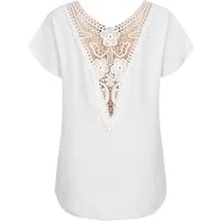 CLOUD 5IVE T-Shirt CLOUD 5IVE Cloud5ive Damen Musselin Top mit Spitzenbesatz hinten (1-tlg)