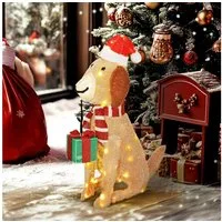 Outsunny Weihnachtsfigur Weihnachtsdekoration Beleuchteter Weihnachtswelpe Beleuchtet Gelb (Weihnachtsdekoration, 1 St., Beleuchteter Weihnachtswelpe), für den Innen- und Außenbereich, Gelb
