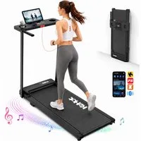 WILGOON Laufband Klappbares Laufband für Zuhause mit Bluetooth & App-Steuerung (Walking Pad bis 12 km/h, Leises Elektrisches Fitnessgerät mit LED-Display, 2,5 PS Heimtrainer mit Handlauf, Tablet-Halter & belastb:ar bis 136 kg), mit Toolkit und Schmie