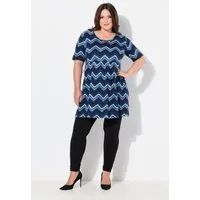 Ulla Popken Longshirt Longshirt Zackenmuster A-Linie Rundhals 3/4-Arm