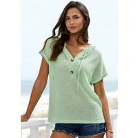 LASCANA Kapuzenshirt aus sommerlichem Waffelstrick Sommerhoody mit Knopfleiste