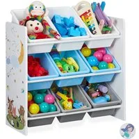 relaxdays Kinderregal mit 9 Boxen und Motiv, A