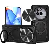 Wigento Handyhülle Für Nothing Phone 3a Pro Textur Sliding Kamera TPU Hülle Ring Schwarz, CD Texture, Schiebekameraabdeckung, Magnetischer Halter