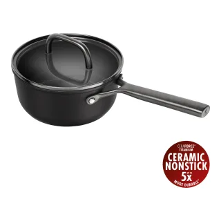 ZWILLING Milano Stieltopf mit Glasdeckel 18 cm, Aluminium, Schwarz