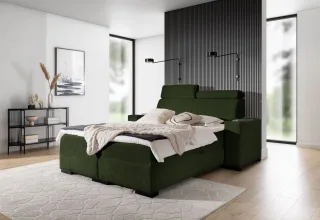 Boxspringbett Bett NESTOR 180x200cm Set.1 in Stoff Dress Me Grün