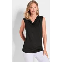 GOLDNER Shirttop Kurzgröße: Ärmelloses Top in Viskose-Jersey Viskose-Jersey mit breiten Trägern, Wasserfallausschnitt, Unifarben