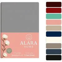 ALARA HOME Spannbettlaken 180x200 Baumwolle 100% Spannbetttuch Bettlaken Jersey 140x200, 90x200, Spannbetttuch,145 g/m², Topper,Rundumgummi, Atmungsaktiv