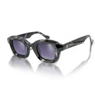 De-Gamme Polarisierte Sonnenbrille mit geometrischem Rahmen in Schwarz – Mailand