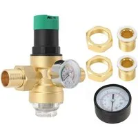 QUBEBU Wasser-Druckminderer Wasser üBerdruckventil Aus Messing zur Regulierung des Wasserdrucks, DN20 3/4", DN15 1/2", DN25 1" mit Manometer & Siebfilter", (Hauswasserfilter Mit Druckminderer, Druckregler zur Filterung, 1-tlg., Wasserdruckregler mit 