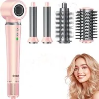 Bopcal Multihaarstyler 5 in 1 Airstyler,110000 U/Min Ionen Föhn, Multifunktionaler Hairstyler, Rundbürstenföhn Warmluftbürste, Zum Glätten,Trocknen,Locken