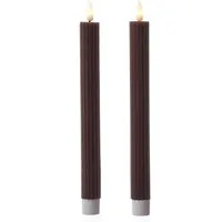 MARELIDA LED-Kerze LED Stabkerzen gerillt Tafelkerzen Dinner Spitzkerzen 25cm braun 2St., LED Classic, warmweiß (2100K bis 3000K)