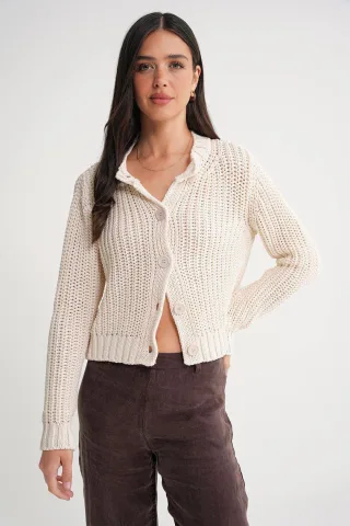 Strukturierter Rippstrick-Cardigan mit Knöpfen