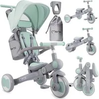 MoMi Laufrad Solivia 8, 7 Zoll, 4in1 Dreirad mit Schiebestange, klappbar, Freilauf & Verdeck