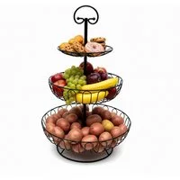 relaxdays Obstschale Obst Etagere 3 Etagen, Eisen, schwarz