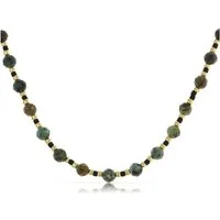 Made by Nami Perlenkette Damen Halskette Bunt 40 + 5 cm verstellbar wasserfest hypoallergen, aus Naturstein – Boho-Stil – sommerlich – mit Verlängerung