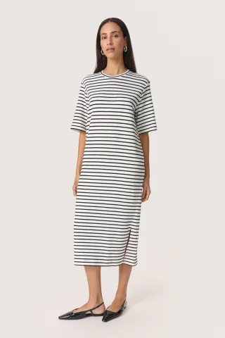 Jerseykleid Straight fit White and Black Stripe white black
