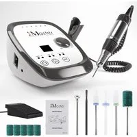 JCMaster Maniküre-Pediküre-Set Nagelfräser Profi 35.000 U/Min, inkl 6x Bits, elektrische Nagelfeile für Gelnägel Acrylnägel, mit Fußpedal
