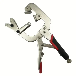 10 Inch C Clamp Locking Pliers Welding Pipe Plier Clamp Adjustable Top Spindle 1-3 Inch Large V-Pads Heat-Treated Alloy