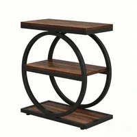 Celya Beistelltisch Beistelltisch 3-Tier Beistelltisch Schmaler Holz, Couchtisch mit Metallrahmen