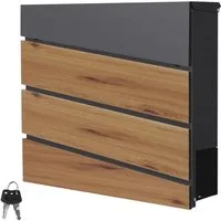 ML-DESIGN Briefkasten Postkasten mit Zeitungsfach, abschließbar 2 Schlüssel, Wandmontage, Mailbox Wandbriefkasten mit Zeitungsrolle für Wandmontage