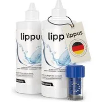 lippus Kontaktlinsenflüssigkeit PREMIUM All-In-One Kontaktlinsen Fluessigkeit – Made in Germany, Mit Kontaktlinsen Behälter - Reinigt & desinfiziert, Geeignet für weiche Linsen, sowie Wochen- und Monatslinsen