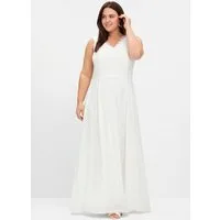 Sheego Etuikleid Abendkleid Ärmellos mit floraler Spitze und Chiffon