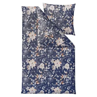 Bio-Satin-Bettwäsche aus Baumwolle in dunkelblau | Södahl Garden Bloom II. Das strukturierte Schlafzimmer-Zubehör für Ihren geordneten Alltag.