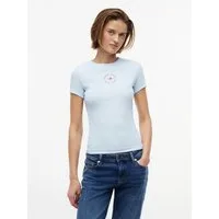 Tommy Jeans Kurzarmshirt TJW SLIM ESS LOGO2 RIB TEE EXT Baumwollmischung, slim fit, figurbetont, in gerippter Struktur