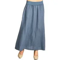 Caspar Faltenrock RO019 Damen langer Maxi Sommer Leinenrock mit figurfreundlichem Stretch Bund - Made in Italy
