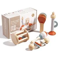 CLTYQ Spielzeug-Musikinstrument Montessori Musikspielzeug Set, Instruments Percussion Holzspielzeug, (5 tlg., Baby-Musikspielzeug, Sensorisches Training), Xylophon Holz Kinder,kinder Musikspielzeug lernspielzeug,Geschenke