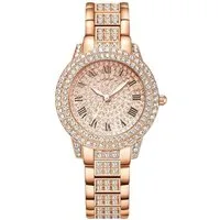 Taffstyle Quarzuhr Damen Kristall Armbanduhr Mädchen Uhr mit römischen Ziffern, (Edle Armbanduhr mit funkelnden Steinen in Gold, Silber oder Roségold erhältlich - Geschenkidee)