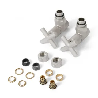 Terma Set Regel-Eckventil MINIMALIST; GZ 1/2"-Ø16x2, Ø15; Nickel-Satin; (2xV43110L_2xA58502L_2xA3330 TGERST005