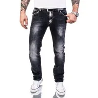 Rock Creek Slim-fit-Jeans Herren Jeans Stonewashed Dunkelgrau RC-2143