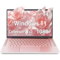 LONGEVINCE 14 Zoll Laptop, 8 GB RAM, DDR4, Ultrabook, Windows 11 Notebook (35,60 cm/14 Zoll, Intel, 8 GB, 238 GB SSD, mit Deutscher Tastaturfolie(Rotgold, 8GB+238G SSD)